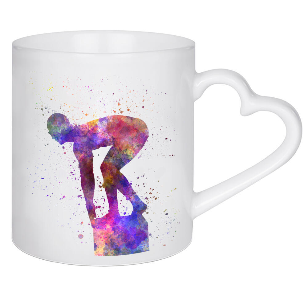 Herztasse "Swimmer in watercolor" artboxONE - Sport - Watercolor,Sport,Sports,Colorful,Illustration,Swimmer,Swimming,Pool,Olympic,Trampoline