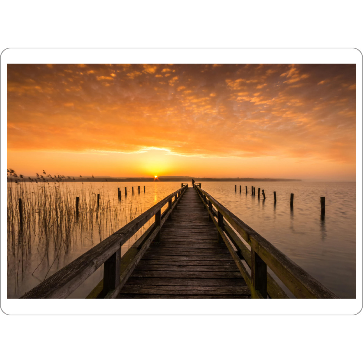 Tischset "Sonnenaufgang 2" artboxONE - Natur - Meer,Steg,Weitsicht,Fernblick,Sonne,Sommer,See,Sträucher - Bild meer