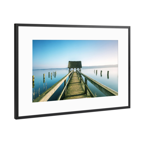 Poster mit Rahmen Schwarz (Metallic) "Razeburger Steg" artboxONE - Natur