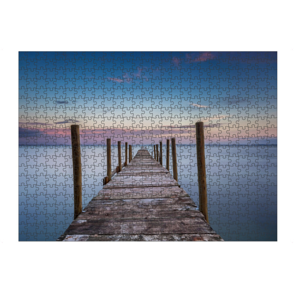 artboxONE Puzzle "Steg Pelzerhagen" artboxONE - Natur,Städte / København - Meer,Steg,Weitsicht,Fernblick,Sonne,Sommer,See,Holz,Witterung,Verwittert