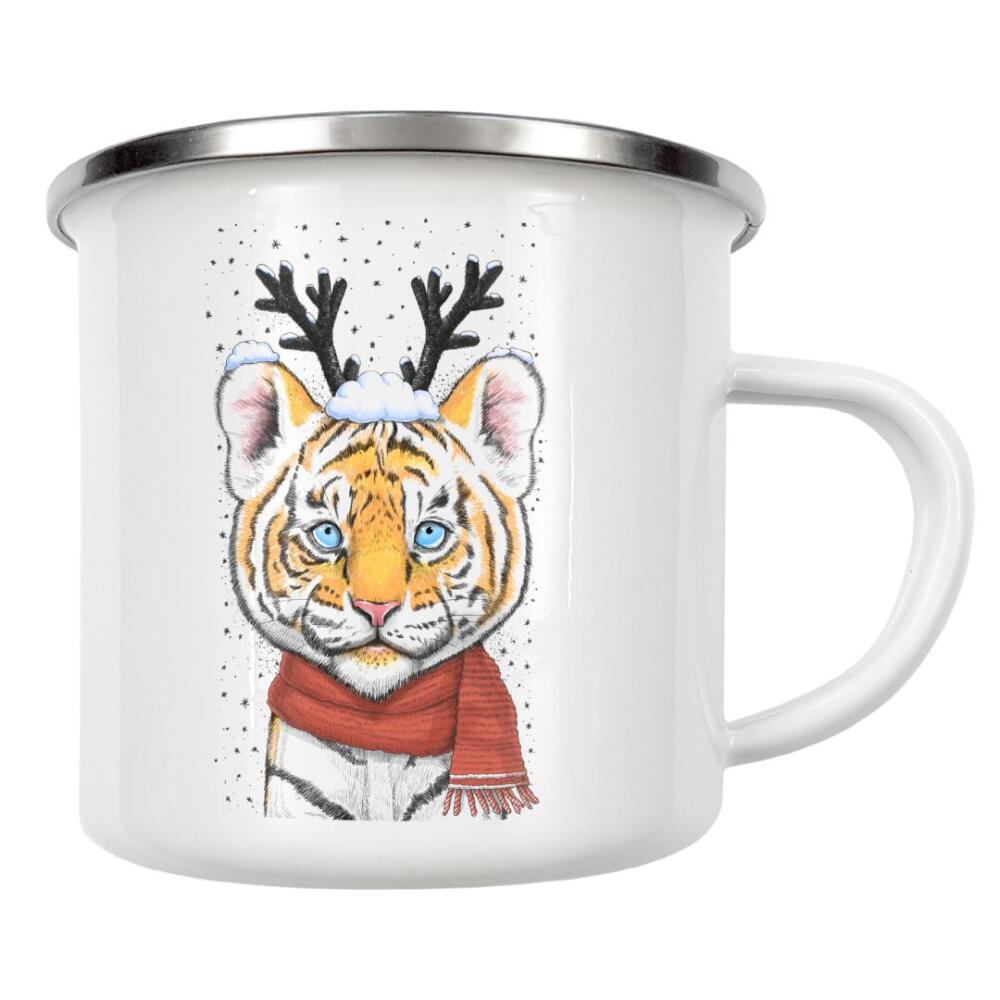 Emaille Tasse "Christmas tiger" artboxONE - Tiere,Weihnachten