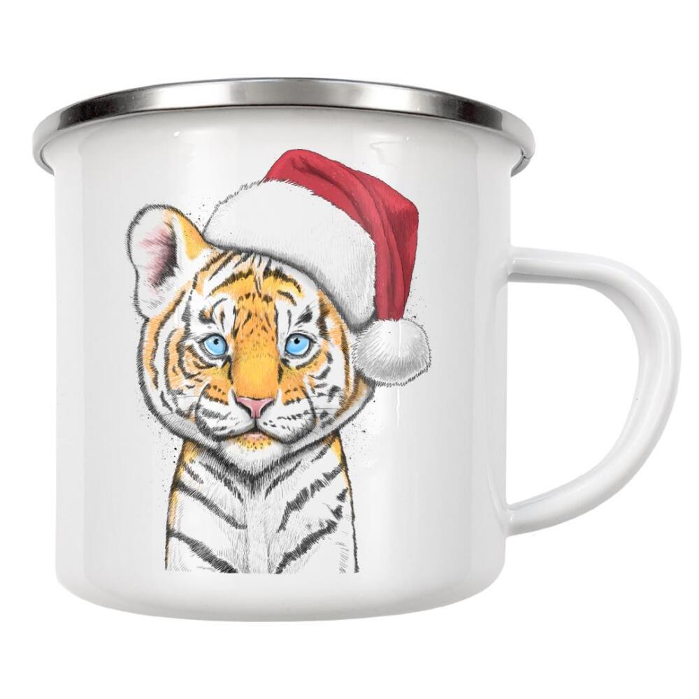 Emaille Tasse "Tiger in a hat" artboxONE - Tiere,Weihnachten