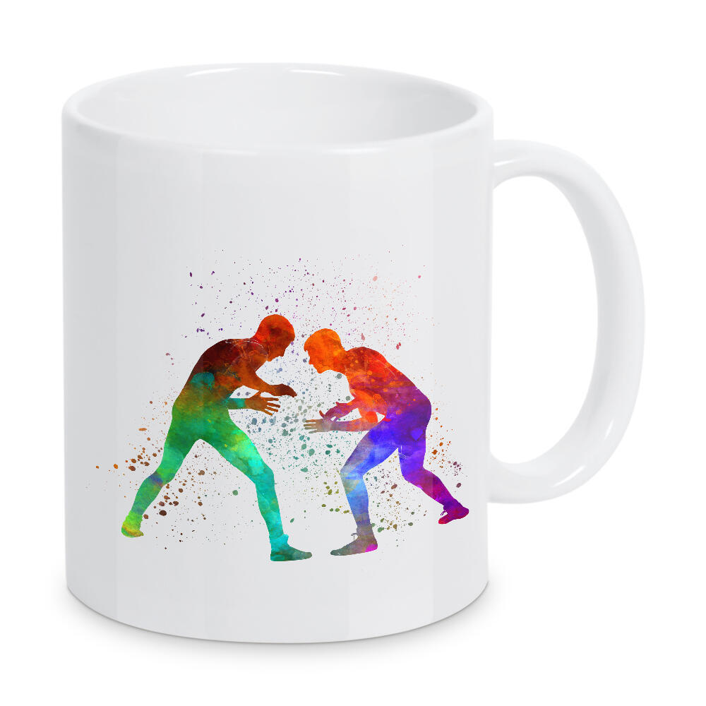 Tasse "Wrestlers in watercolor" artboxONE - Sport - Sport,Sports,Color,Illustration,Watercolor,Fighter,Wrestlers,Combat,Fight,Strength
