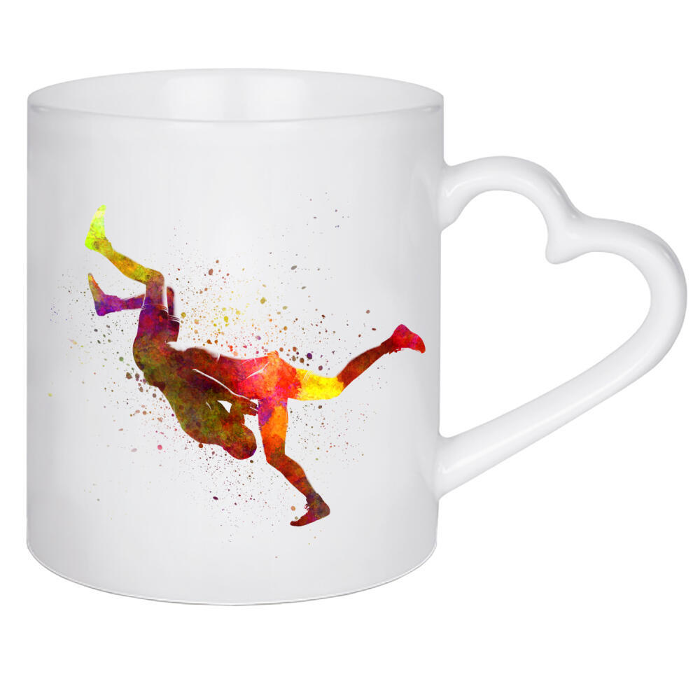 Herztasse "Wrestlers in watercolor-b" artboxONE - Sport - Sport,Sports,Color,Illustration,Watercolor,Fighter,Wrestlers,Combat,Fight,Strength