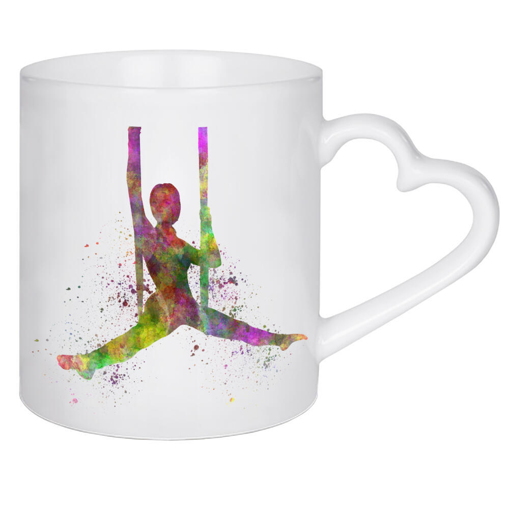 Herztasse "Aerial Yoga in Watercolor-d" artboxONE - Sport - Sport,Sports,Color,Illustration,Watercolor,Yoga,Relaxation,Zen,Bohemian,Aerial yoga