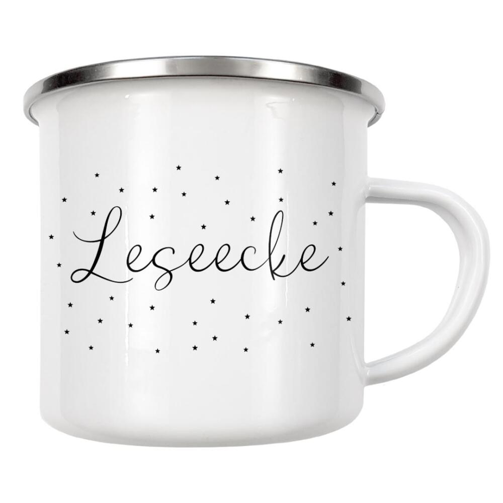 Emaille Tasse "Leseecke - Schreibschrift" artboxONE - Typografie,Für Kinder,Lehrersprüche,Für Mama