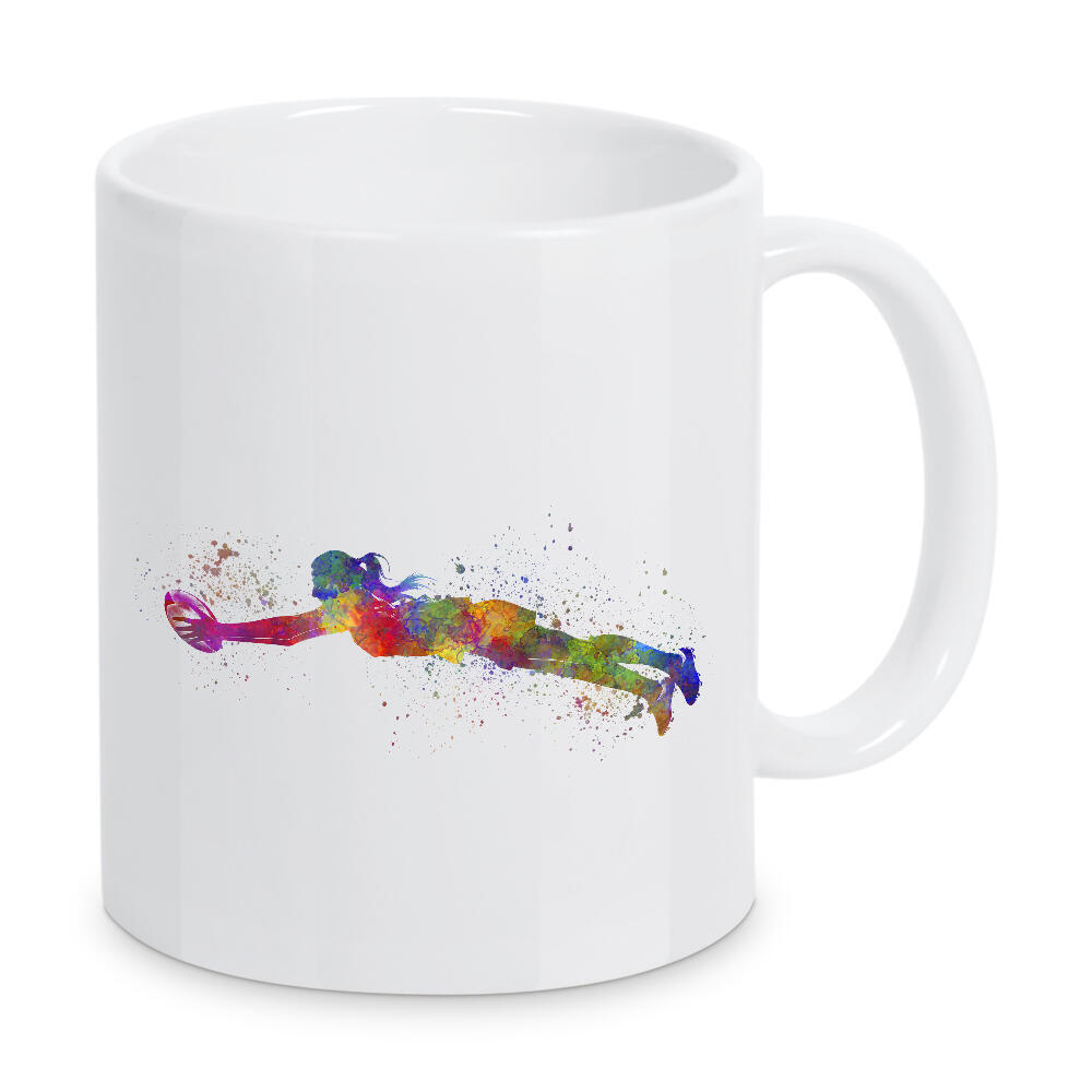 Tasse "Watercolor female rugby-c" artboxONE - Sport - Sport,Sports,Watercolor,Athlete,Rugby,Female,Ball,Player,Woman,Girl