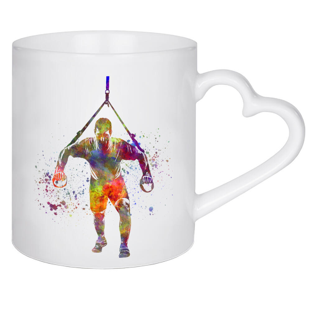 Herztasse "Fitness in watercolor-h" artboxONE - Sport - Sport,Sports,Watercolor,Athlete,Fitness,Gymnastics,Gym,Bodybuilding,Exercise
