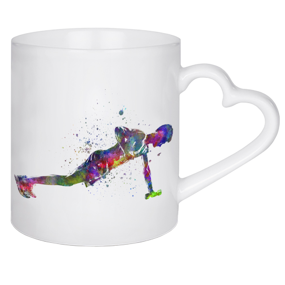 Herztasse "Fitness in watercolor-j" artboxONE - Sport - Sport,Sports,Watercolor,Athlete,Fitness,Gymnastics,Gym,Bodybuilding,Exercise