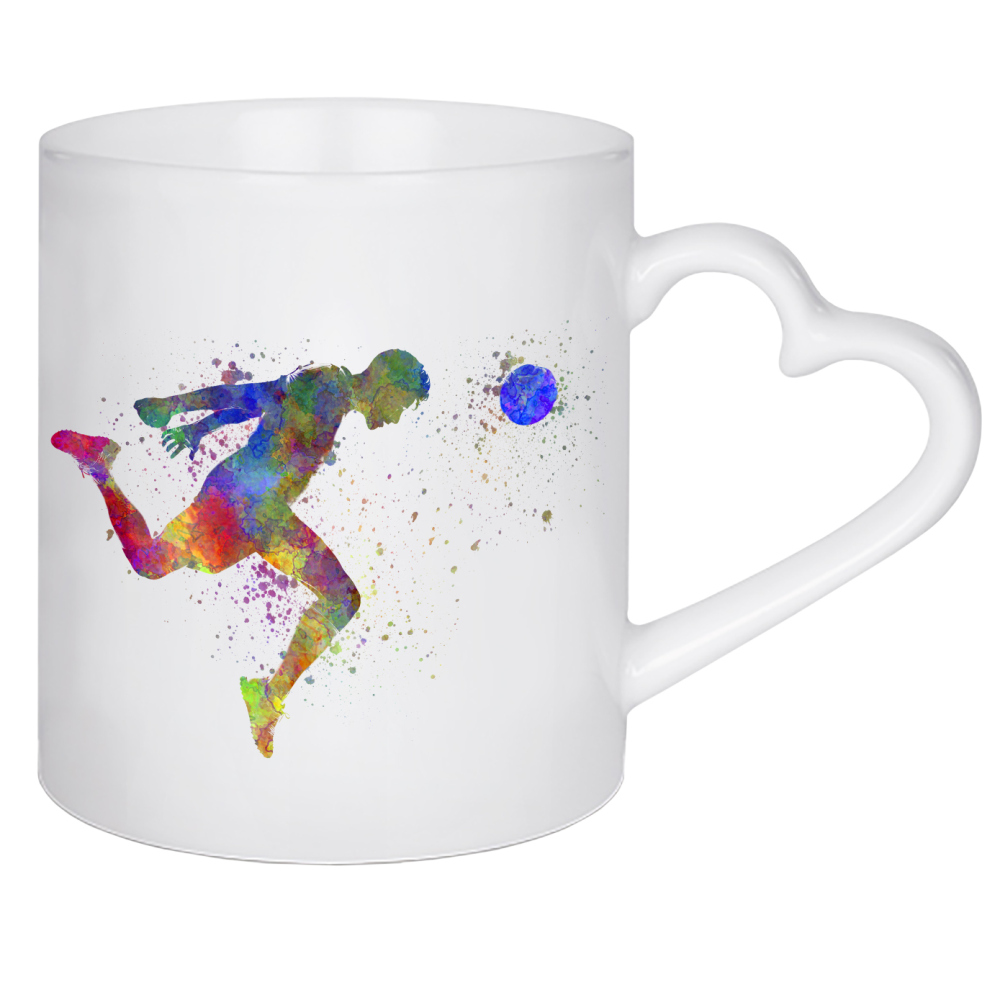 Herztasse "Man soccer football player" artboxONE - Sport - Sport,Sports,Watercolor,Soccer,Footballer,Player,Ball,Scorer