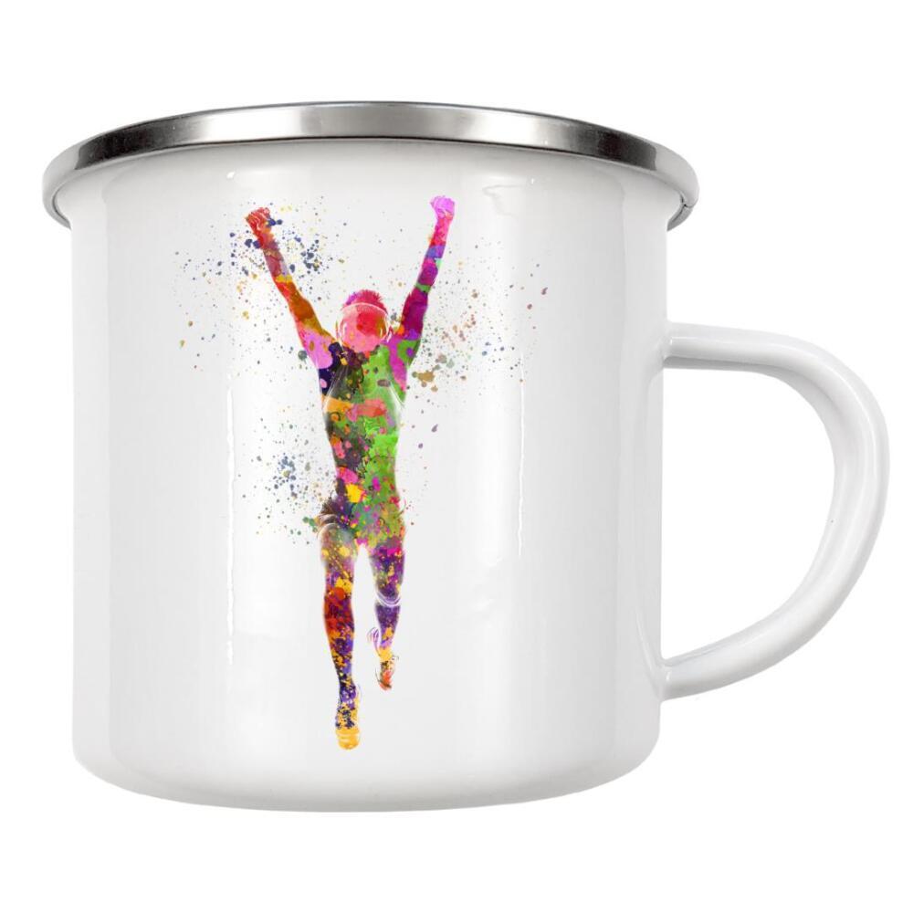 Emaille Tasse "Watercolor winner runner" artboxONE - Sport - Sport,Sports,Watercolor,Runner,Winner,Running,Olympic,Goal