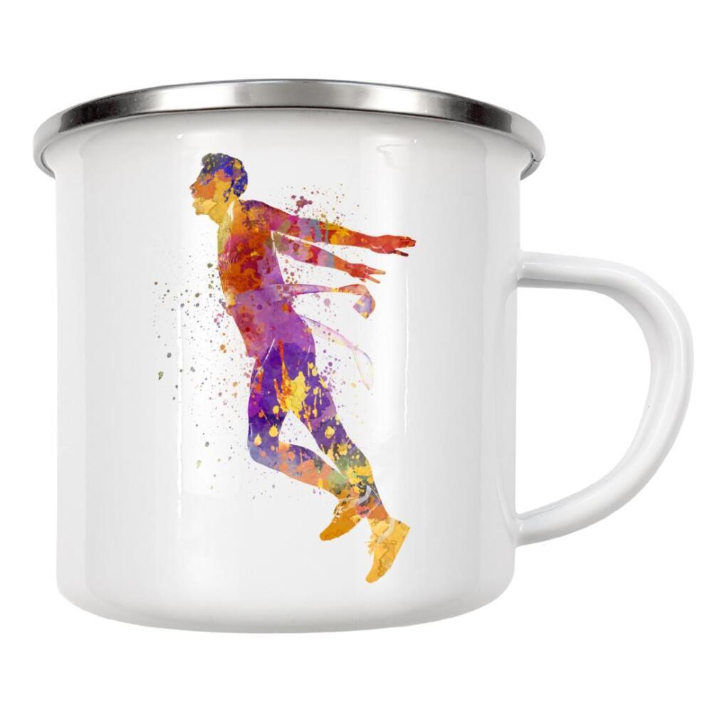 Emaille Tasse "Watercolor winner runner-b" artboxONE - Sport - Sport,Sports,Watercolor,Runner,Winner,Running,Olympic,Goal,Man,Men