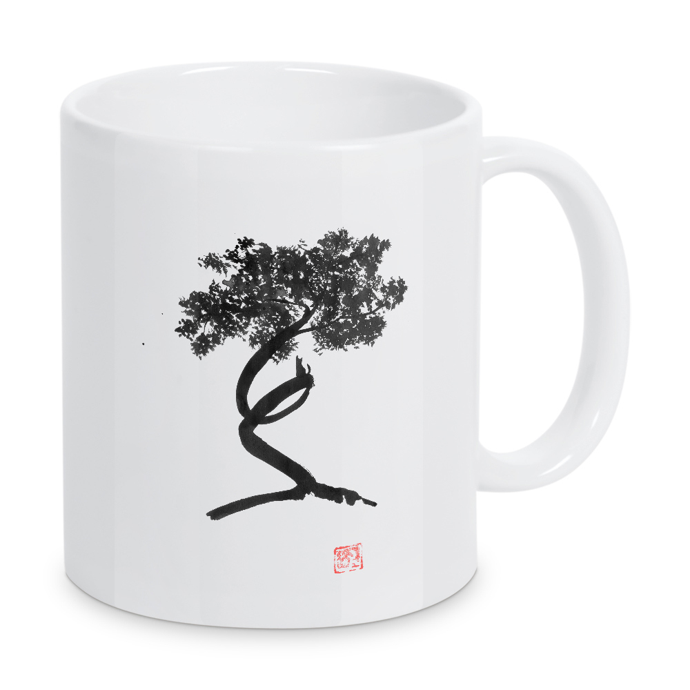 Tasse "Swirled tree" artboxONE - Natur,Schwarzweiß - Tree,Sumie,Japan,Schwarzweiß,Blackandwhite,Baum,Minimal,Minimalistisch