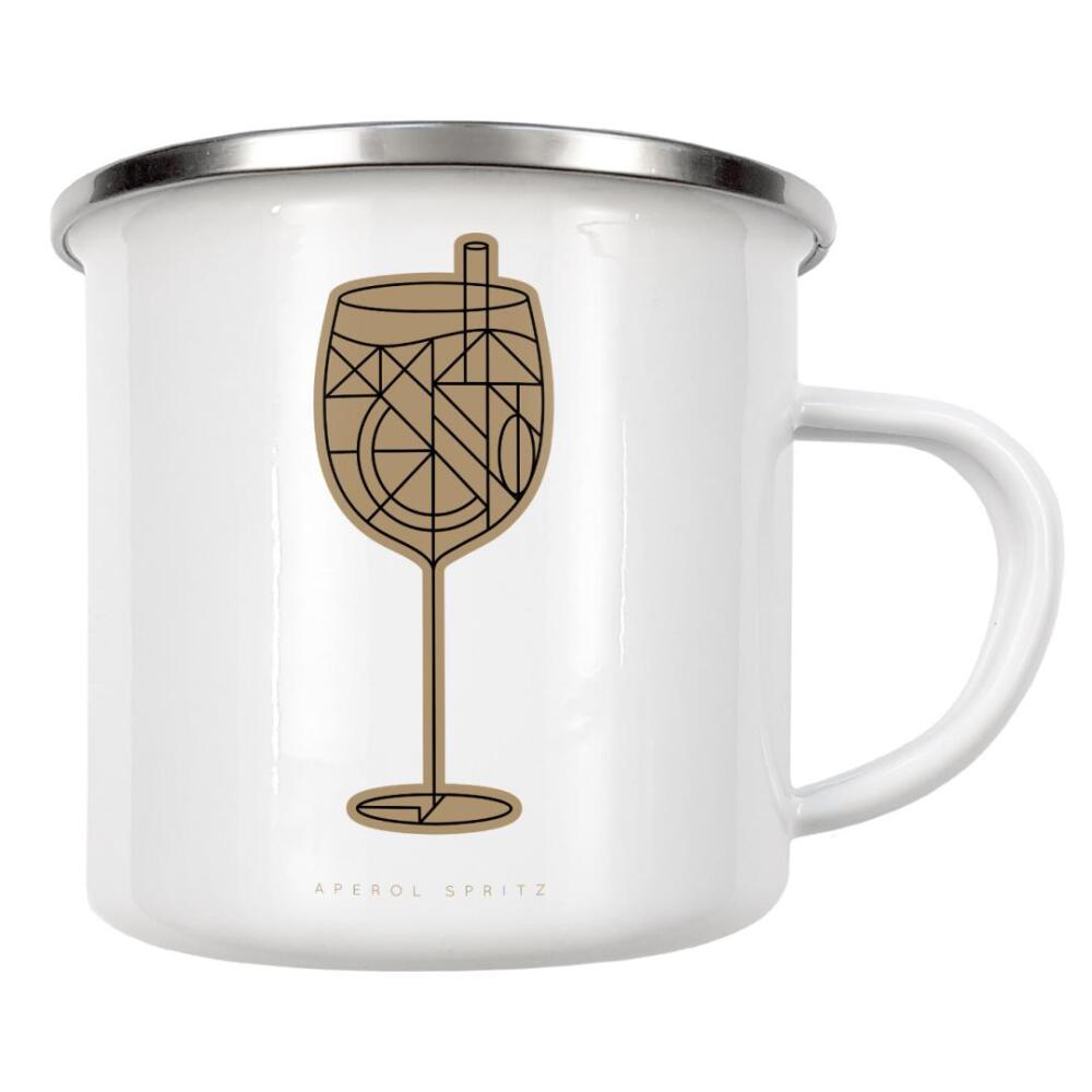 Emaille Tasse "Art deco Spritz dark" artboxONE - Essen & Trinken / Alkohol