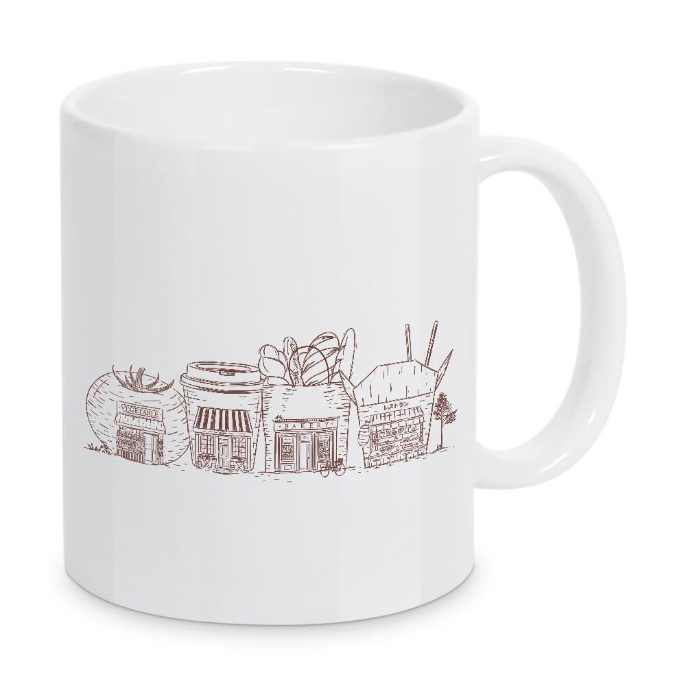 Tasse "Storefronts victorian peach" artboxONE - Essen & Trinken,Architektur,Essen & Trinken / Alkohol,Essen & Trinken / Obst & Gemüse