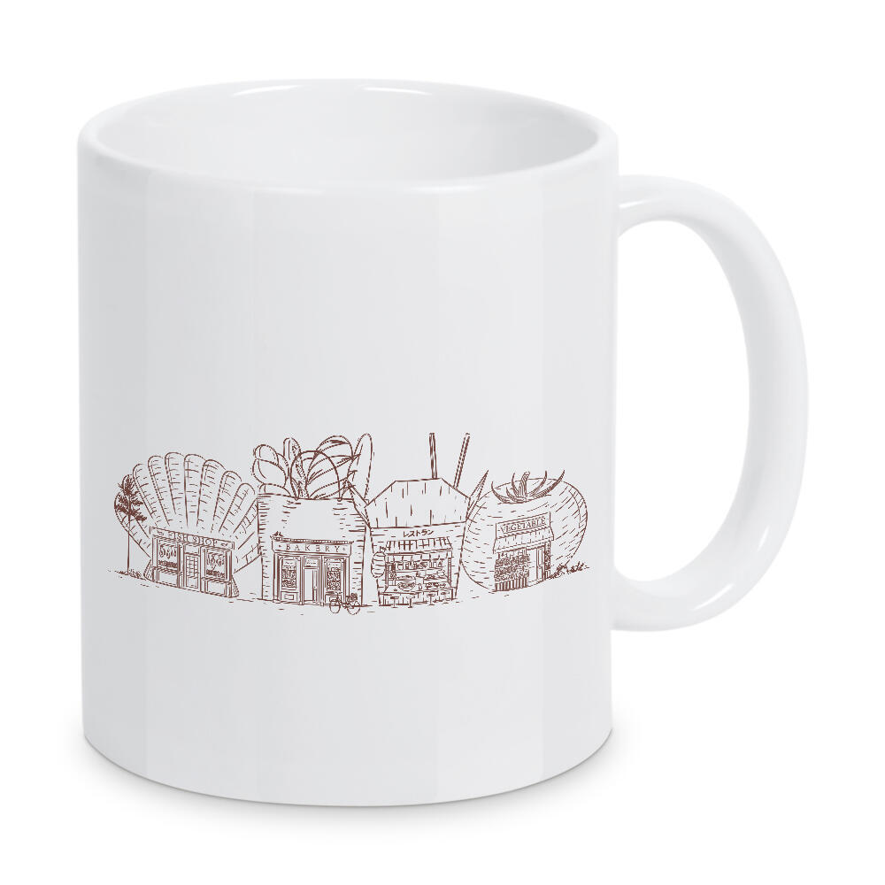 Tasse "Storefronts fish shop, asian peach" artboxONE - Essen & Trinken,Architektur,Essen & Trinken / Alkohol,Essen & Trinken / Obst & Gemüse