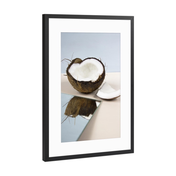 Poster mit Rahmen Schwarz (Metallic) "Mirror Coconut II 2" artboxONE - Rock the kitchen,Essen & Trinken