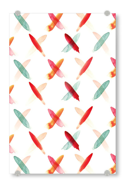 Acrylglasbild "Cross Pattern" artboxONE - Geometrie - Pastell,Kreuze,Kreuzmuster,Muster,Aquarell,Wasserfarbe