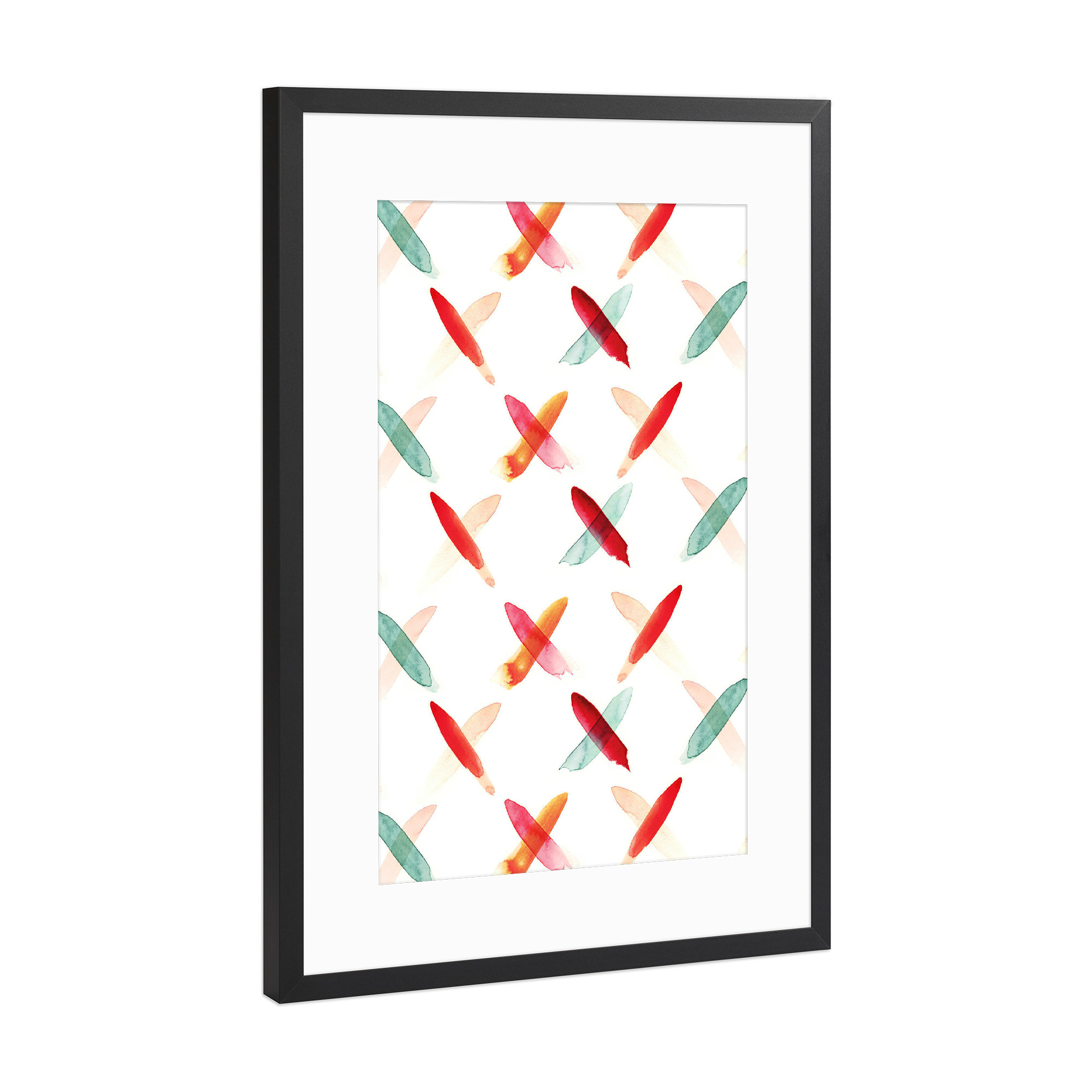 Poster mit Rahmen Schwarz (Metallic) "Cross Pattern" artboxONE - Geometrie - Pastell,Kreuze,Kreuzmuster,Muster,Aquarell,Wasserfarbe