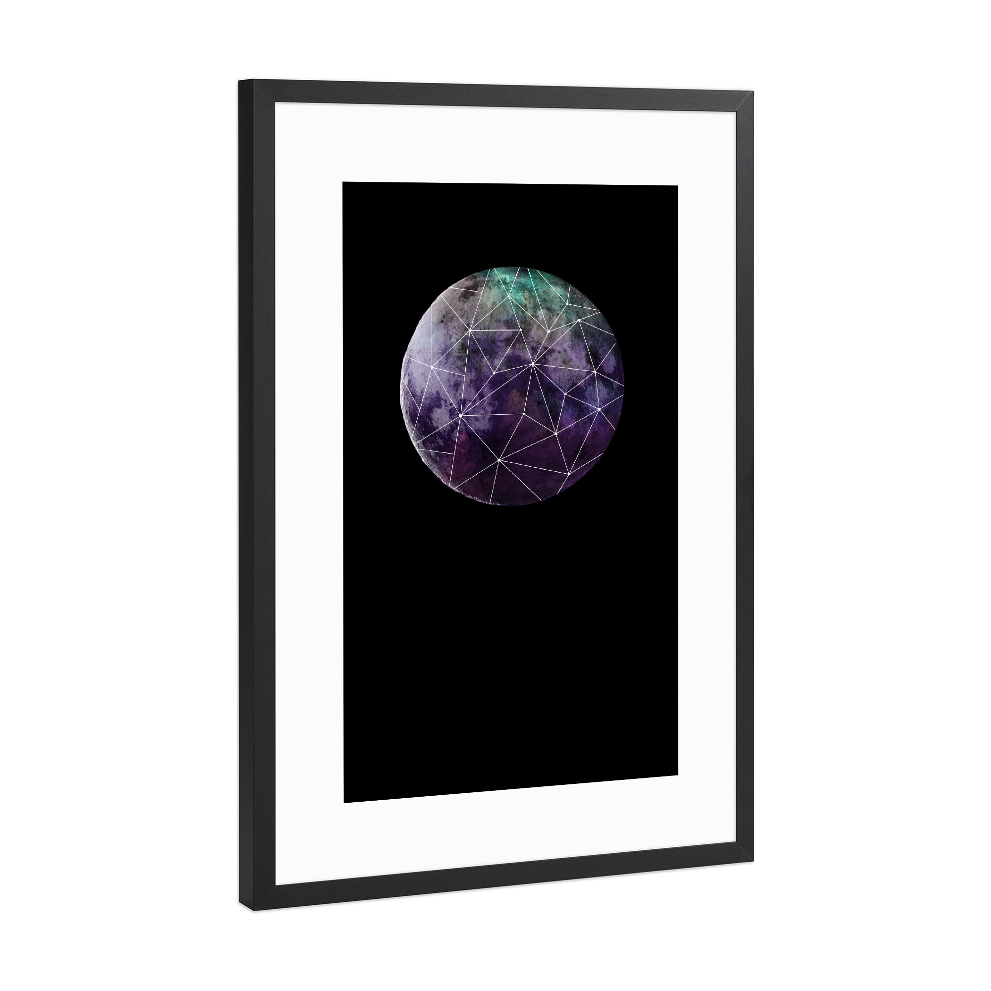 Poster mit Rahmen Schwarz (Metallic) "Planet Moon" artboxONE - Galaxy