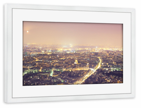 Poster mit Rahmen weiß "Paris View" artboxONE - Städte / Paris - Rosequartz,Pastell,Liebe,Städtetrip,Leuchten,Paris,Stadt