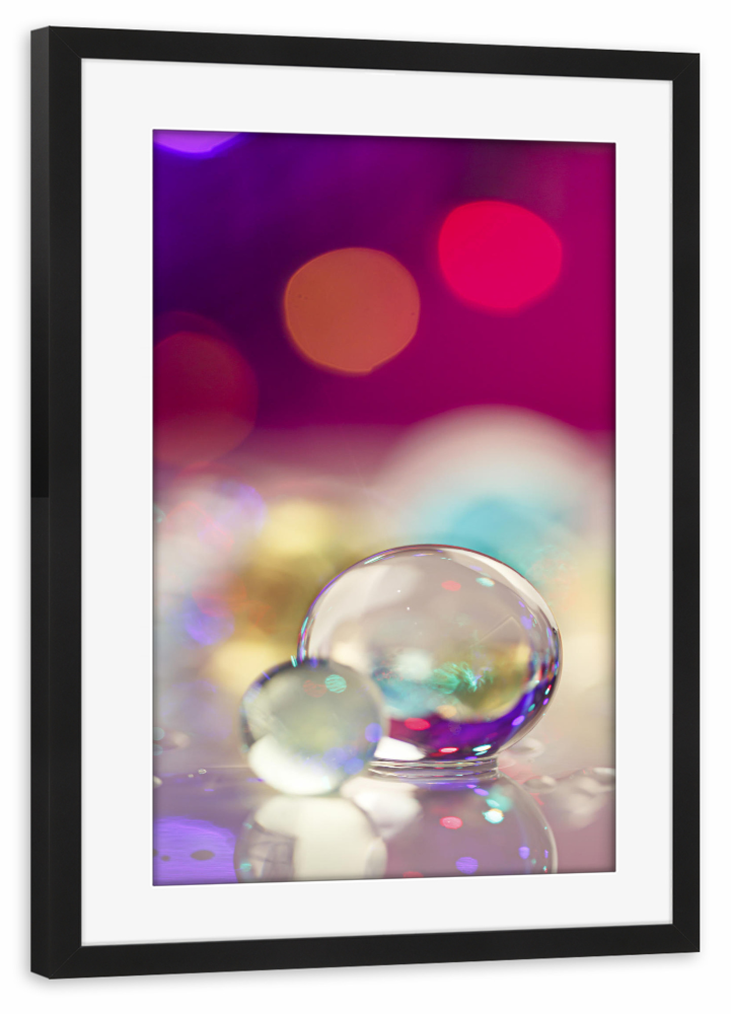 Poster mit Rahmen schwarz "Globe" artboxONE - Abstrakt - Glaskugel,Lichter