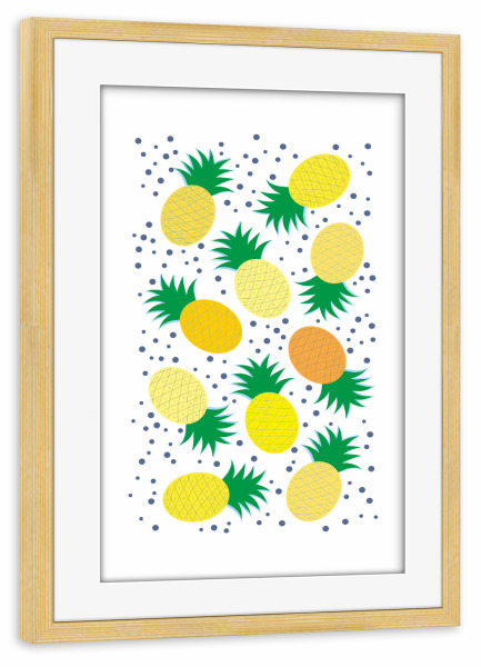 Poster mit Rahmen kiefer "Ananas Party Yellow" artboxONE - Rock the kitchen,Essen & Trinken