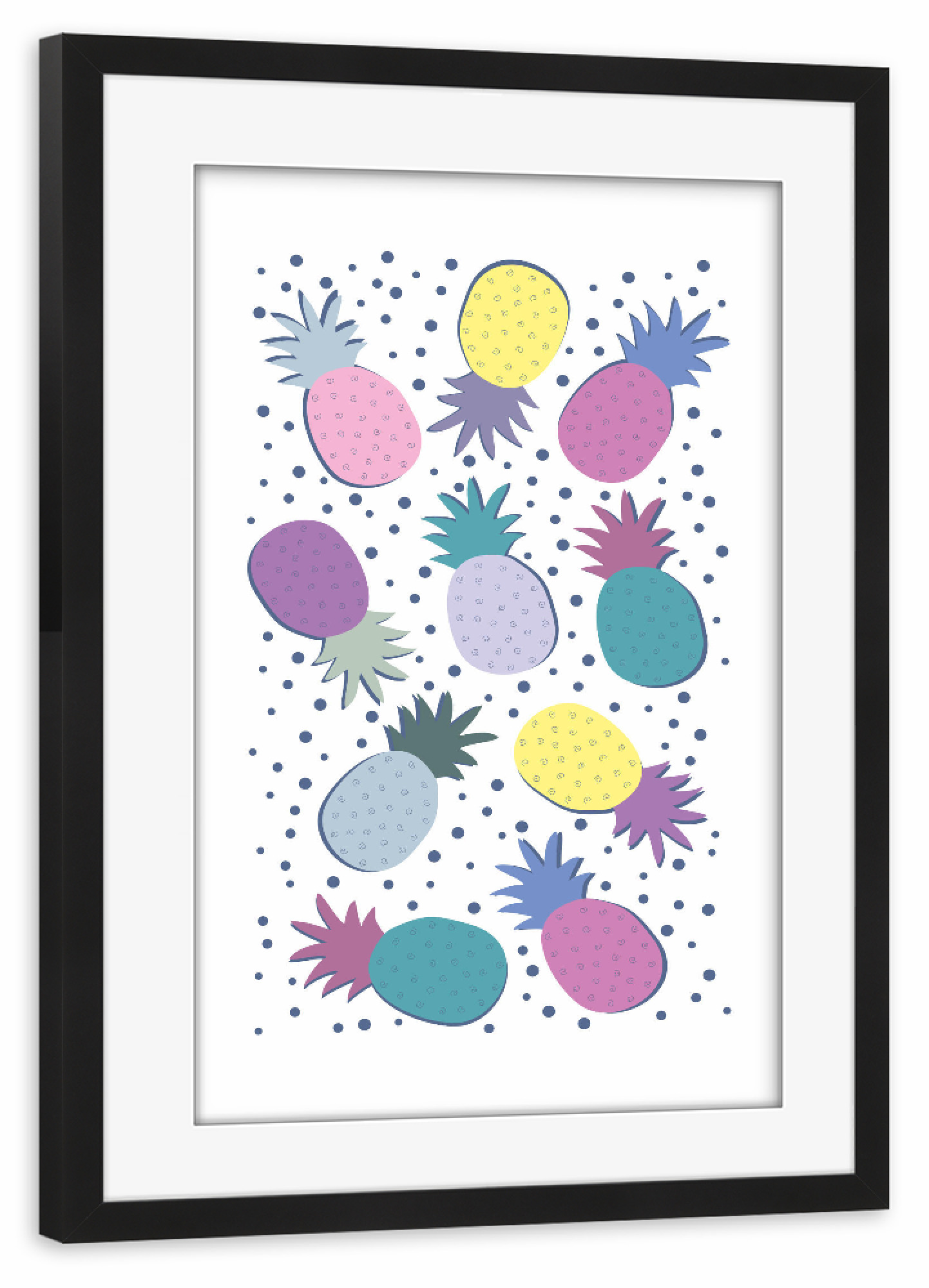 Poster mit Rahmen schwarz "Ananas Party purple" artboxONE - Rock the kitchen,Essen & Trinken - Kindermotive,Obst,Pine,Dschungel,Frühstückfrucht