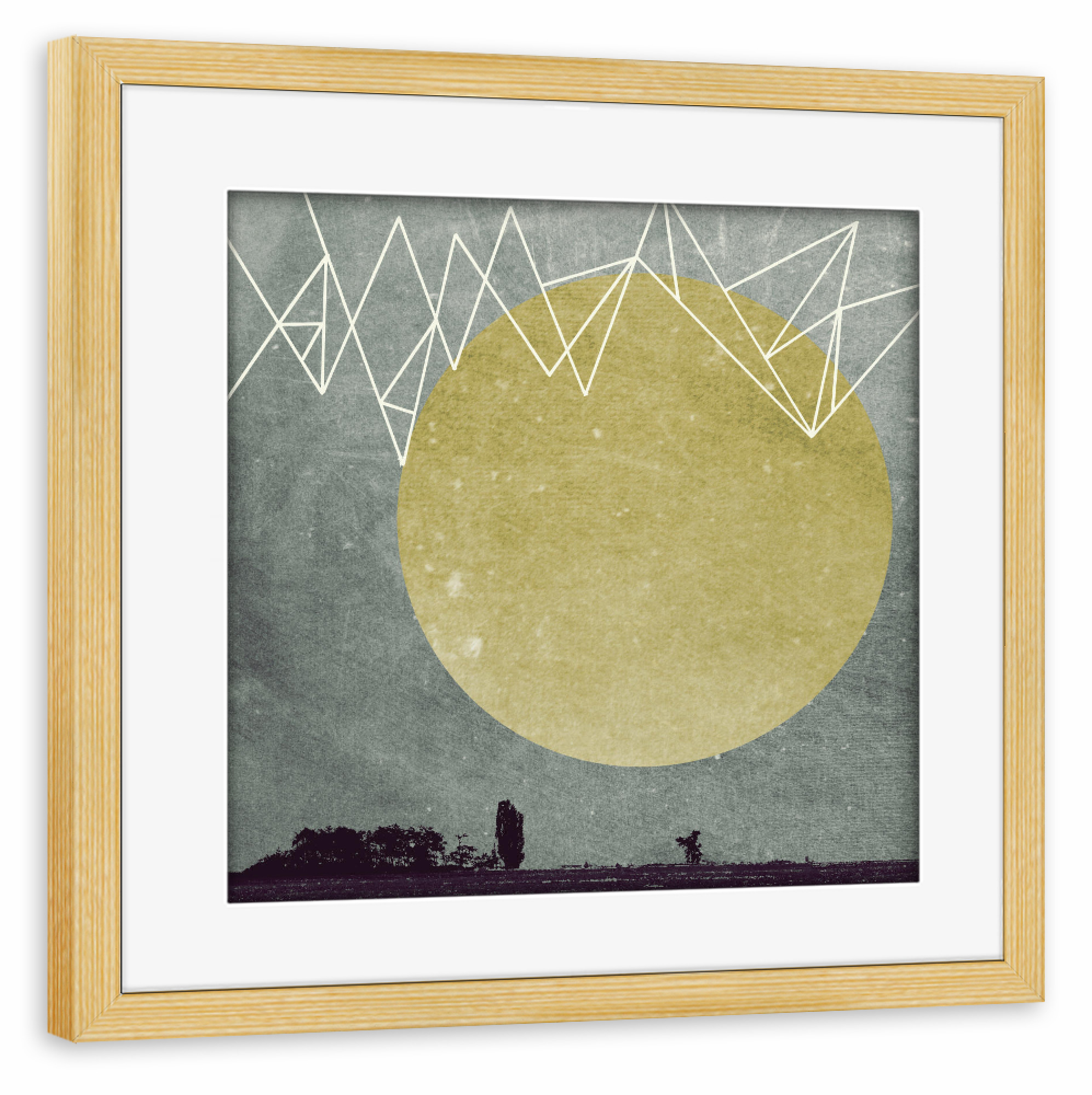 Poster mit Rahmen kiefer "Moon I" artboxONE - Geometrie - Mond,Moon,Zackig,Geometrie,Geometrisch