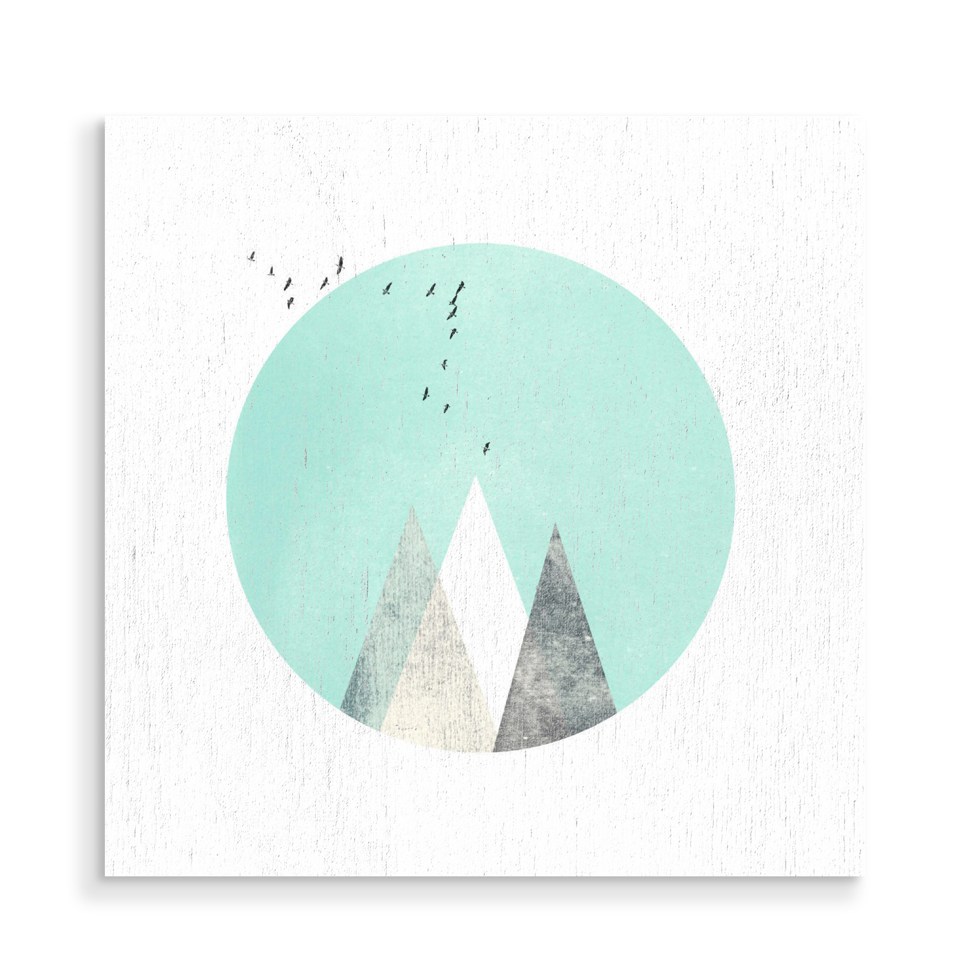Holzbild "Türkise Kreise II" artboxONE - Schwarzweiß,Geometrie - Vögel,Berge,Kreis,Mond,Sonne,Berg