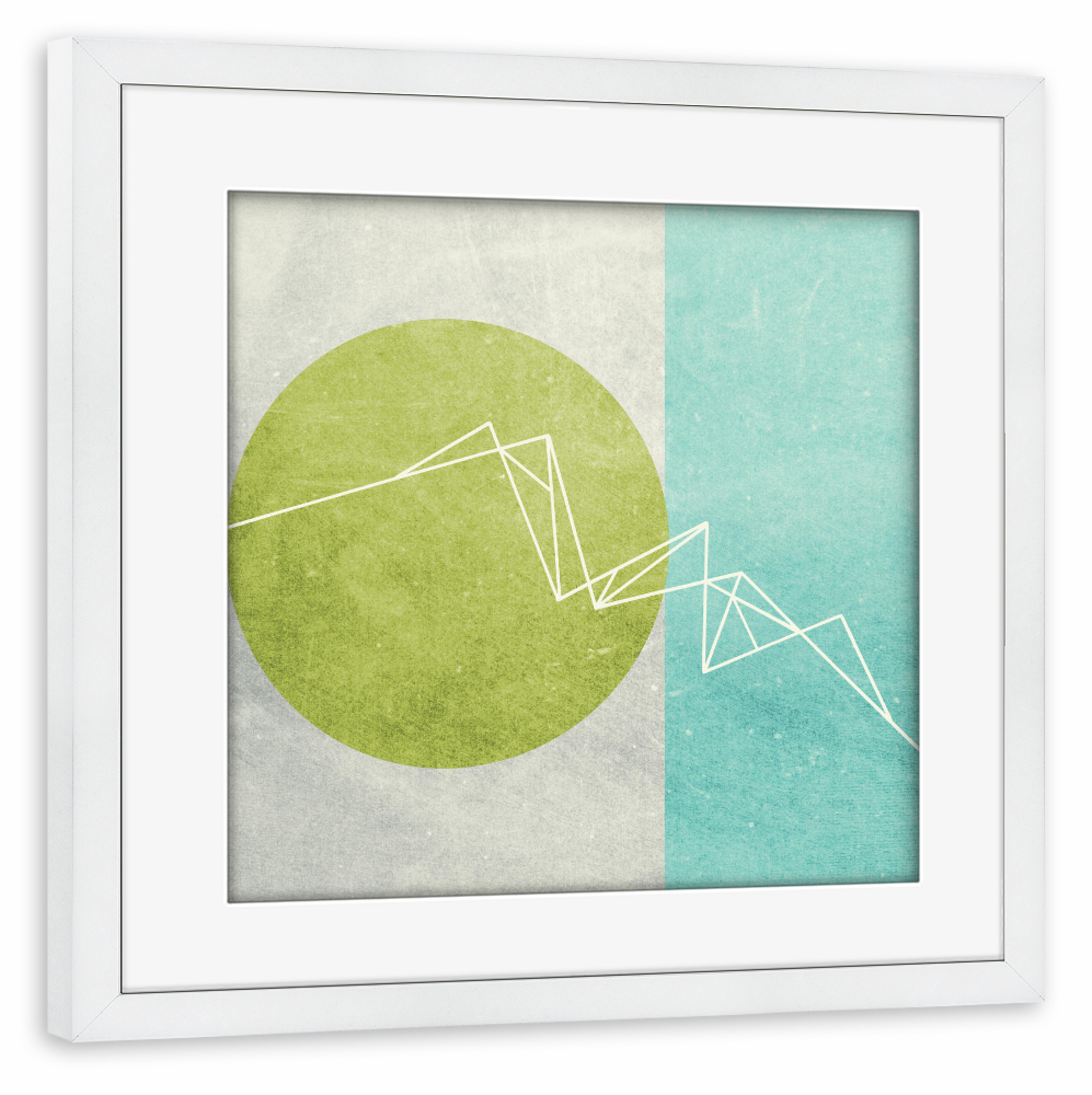 Poster mit Rahmen weiß "Geo Pattern" artboxONE - Geometrie - Geometrie,Geometrisch,Mond,Berge,Zacken,Bergig,Abstrakt,Reduziert,Minimalistisch