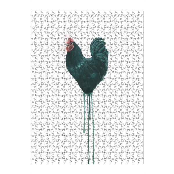 Puzzle Ravensburger "Gockel schwarzweiß" artboxONE - Tiere,Illustration - Tier,Huhn,Hahn,Bird,Rooster,Cock,Kitchen,Küche,Bauernhof,Gockel