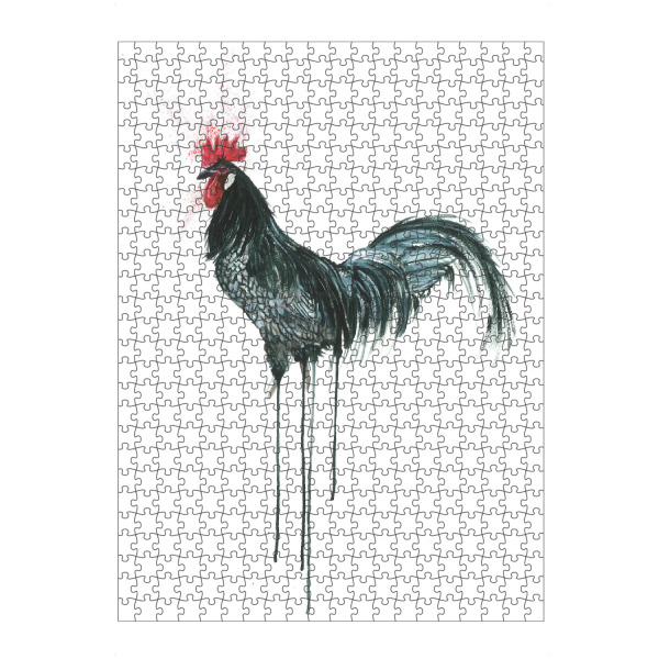 artboxONE Puzzle "Gockel mit Kamm" artboxONE - Tiere,Schwarzweiß,Illustration - Tier,Huhn,Hahn,Bird,Rooster,Cock,Kitchen,Küche,Bauernhof,Gockel