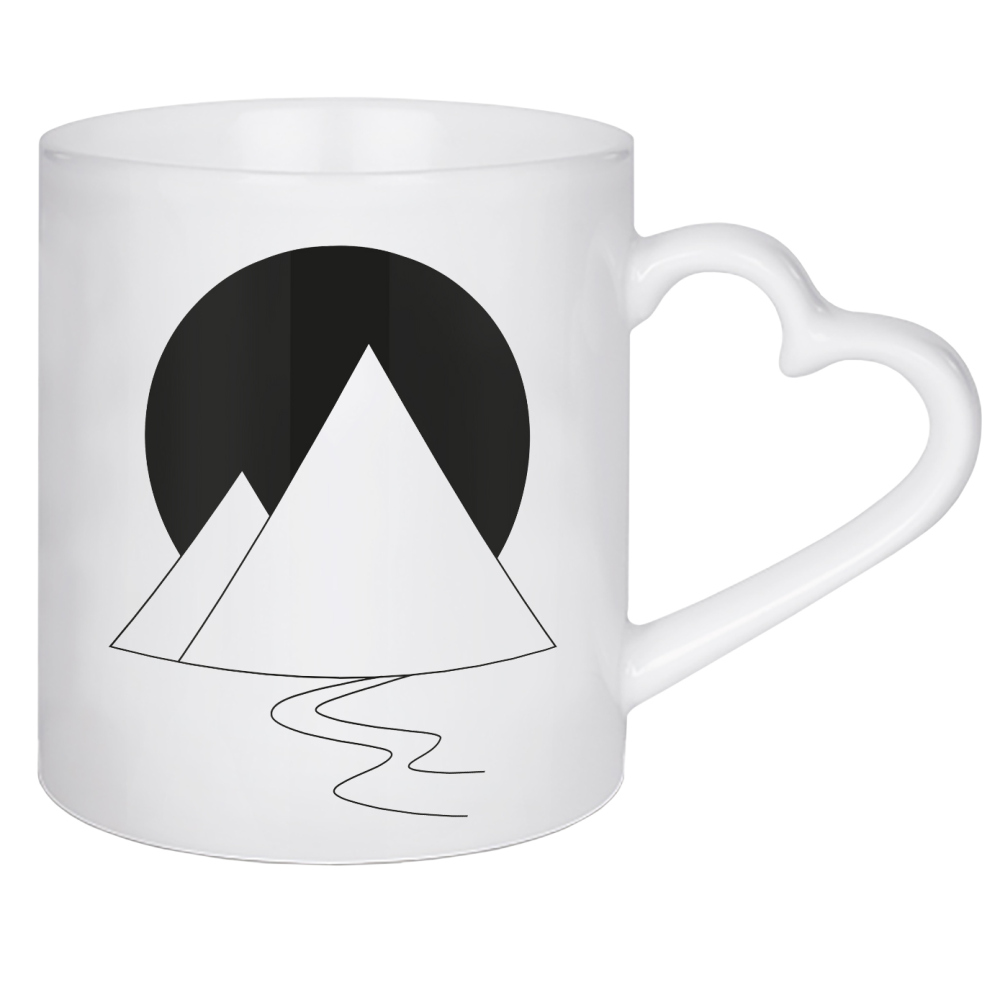 Herztasse "Mountain black white" artboxONE - Natur,Reise,Abstrakt,Schwarzweiß,Geometrie