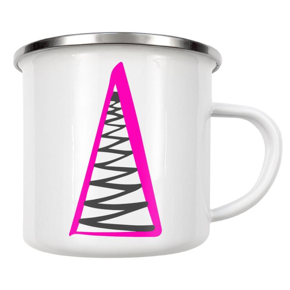 Emaille Tasse "X-mas tree abstract pink" artboxONE - Abstrakt,Geometrie,Weihnachten