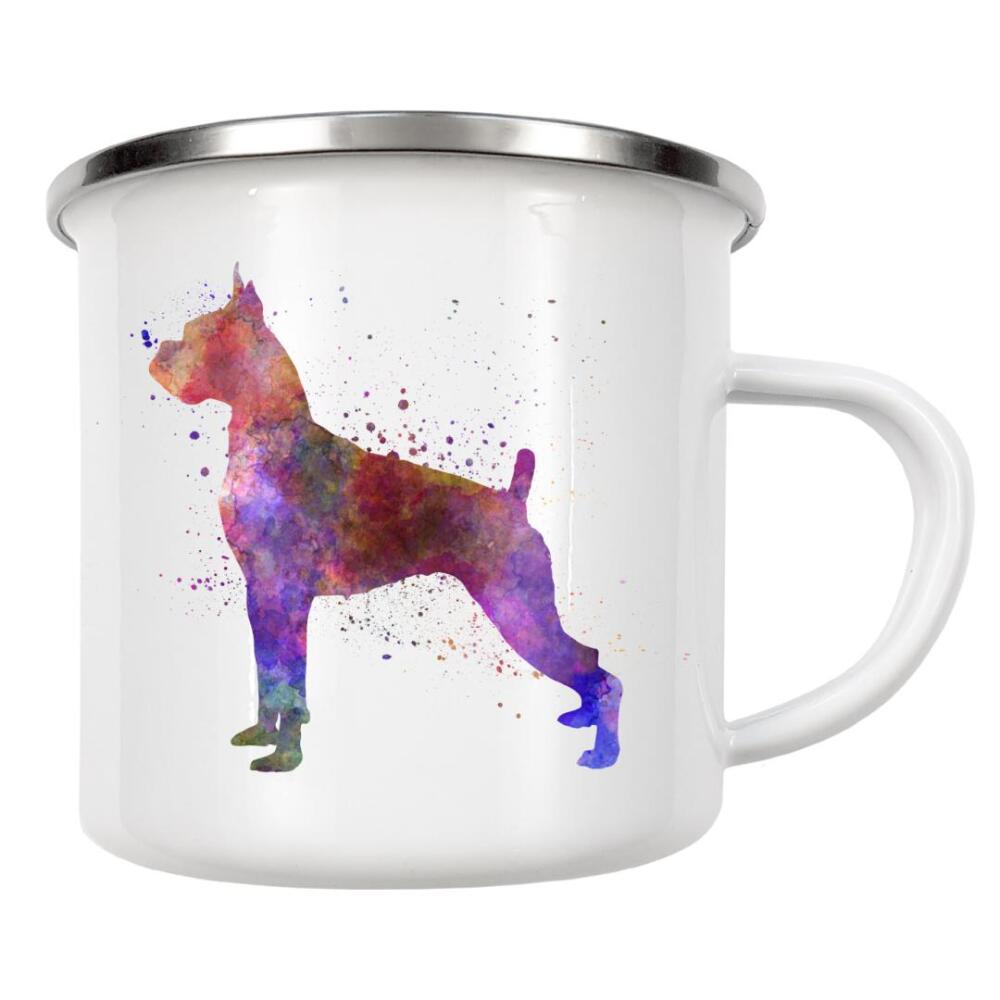 Emaille Tasse "Boxer in watercolor" artboxONE - Tiere,Abstrakt