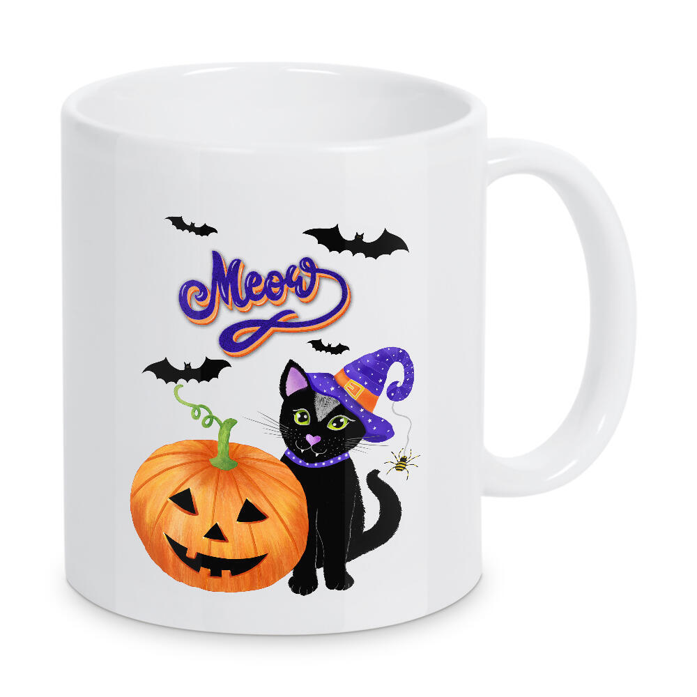 Tasse "Halloween Katze: Meow!!!" artboxONE - Typografie,Für Kinder,Halloween