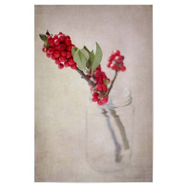 Poster 30x20 cm "Es weihnachtet sehr" artboxONE - Floral - Weihnachten,Mistelzweig,Mistel,Beeren,Weihnachtszeit,Dekoration,Glas,Vogelbeeren,Natur