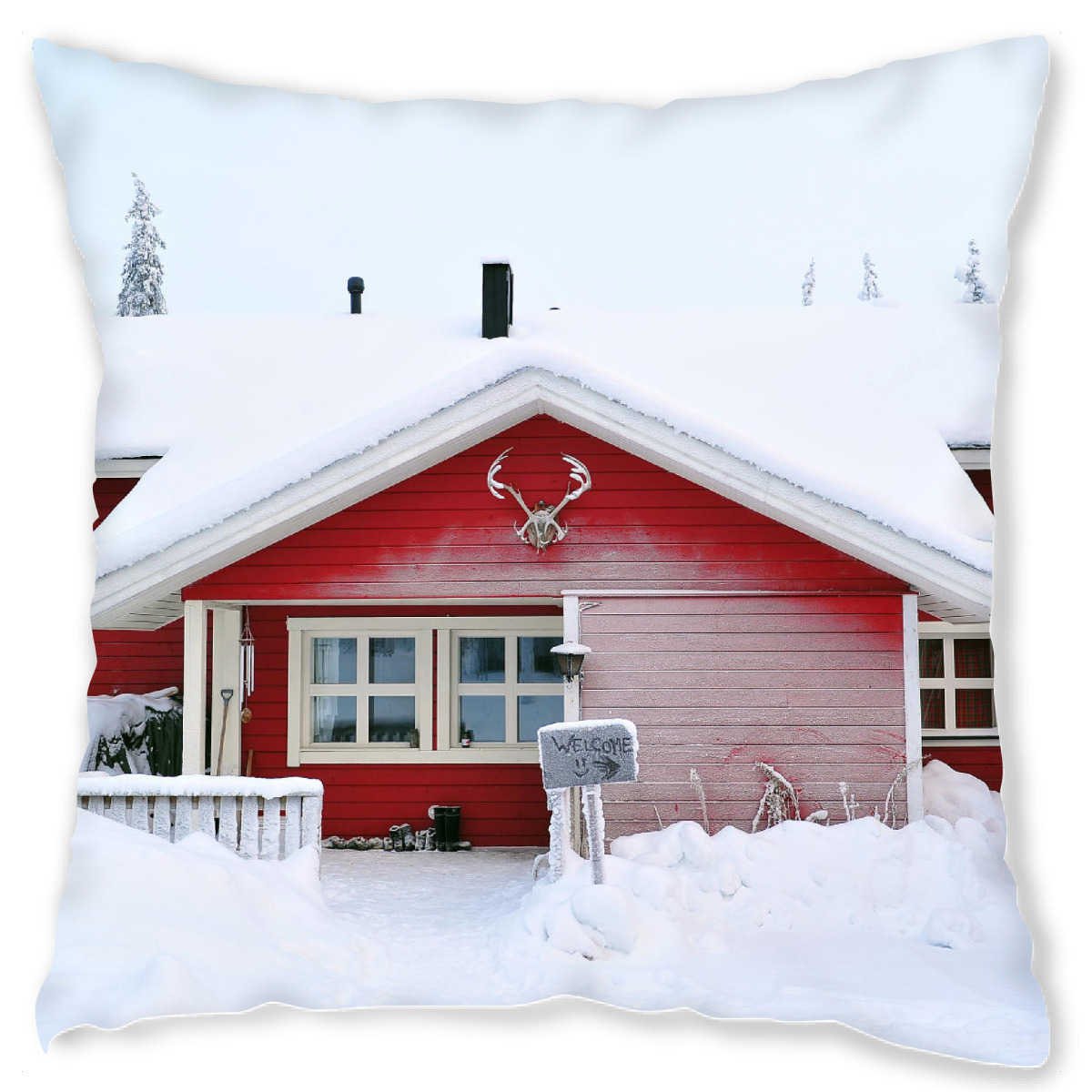 Design-Kissen "Die hß¼tte" artboxONE - Reise - Winter,Hß¼tte,Wald,Schnee,Snow,Weihnachten,Christmas,Welcome