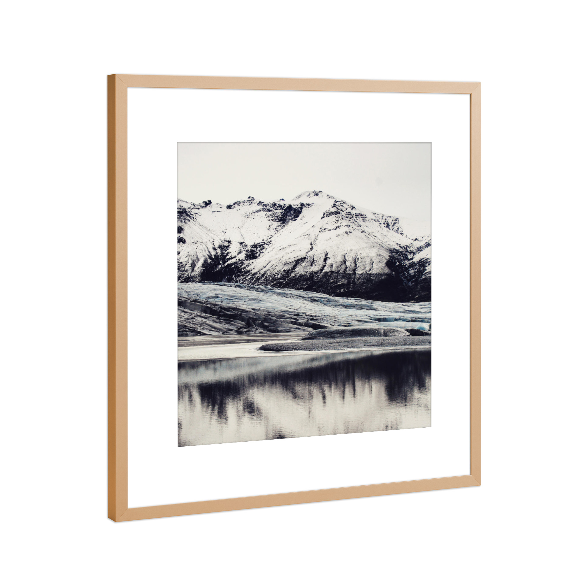 Poster mit Rahmen Kupfer "Bergsee" artboxONE - Geometrie