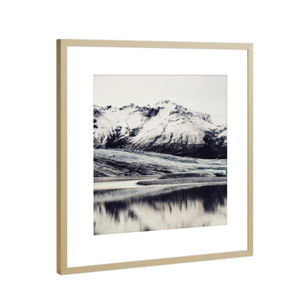 Poster mit Rahmen Gold "Bergsee" artboxONE - Geometrie