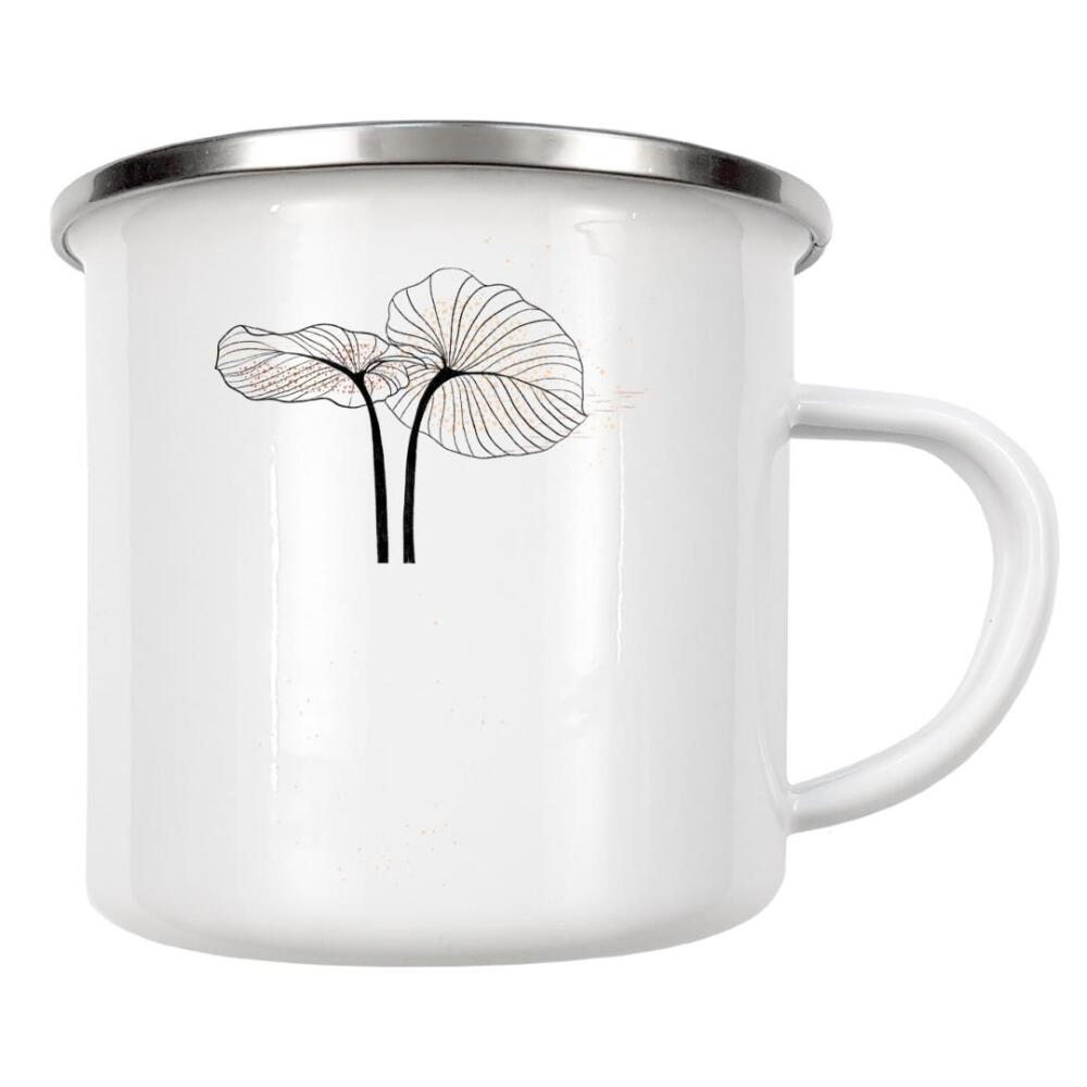 Emaille Tasse "Momo noSix" artboxONE - Natur,Floral,Abstrakt - Blume,Vase,Boho,Boho deko,Trockenblume,Pflanze,Blätter,Herbst,Leaves,Plants,Flowers