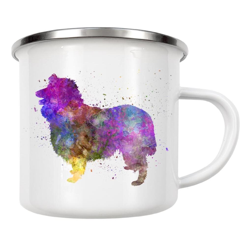 Emaille Tasse "Collie in watercolor" artboxONE - Tiere,Abstrakt