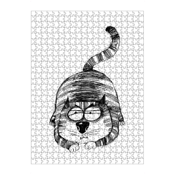artboxONE Puzzle "Hunter the cat" artboxONE - Schwarzweiß,Stift & Papier,Illustration - Katze,Cat,Kinderzimmer,Tier,Comic,Hunter - Bild katze