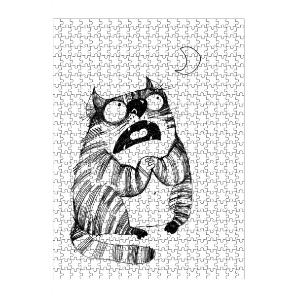artboxONE Puzzle "Moon Cat" artboxONE - Schwarzweiß,Stift & Papier,Illustration - Katze,Cat,Catcontent,Mond,Beten,Hilfe,Help - Bild katze