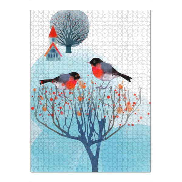 Puzzle Ravensburger "Winter Wonderland" artboxONE - Illustration - Dorf,Baum,Katzen,überwinterung,Winter,Schnee,Kahl - Bild Dorf