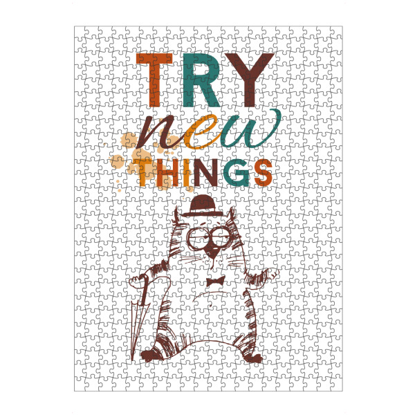 artboxONE Puzzle "Try new things" artboxONE - Typografie,Illustration - Katze,Katze,Catcontent,Schirm,Melone,Charme,Fliege - Bild Katze