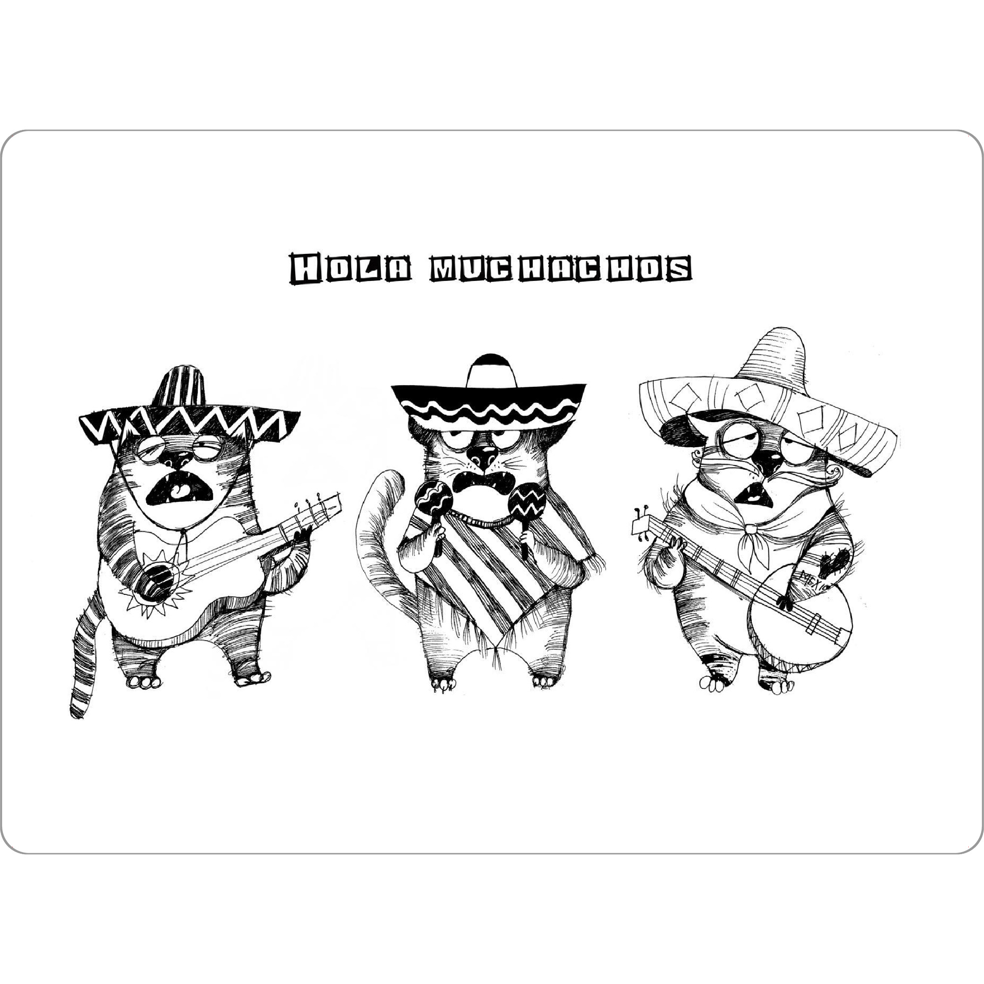 Tischset "Mexico Cats" artboxONE - Schwarzweiß,Stift & Papier,Illustration