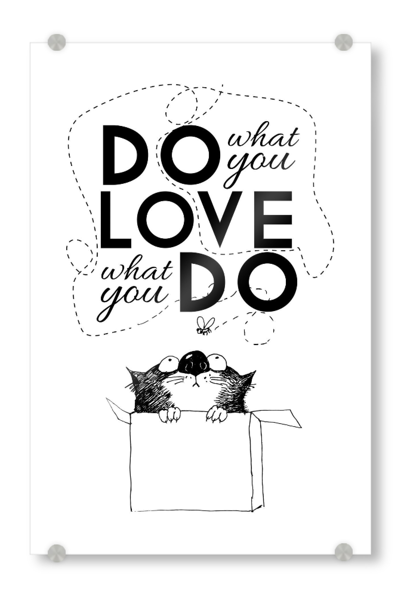 Acrylglasbild "Do what you love 2" artboxONE - Typografie,Schwarzweiß,Stift & Papier,Liebe,Illustration
