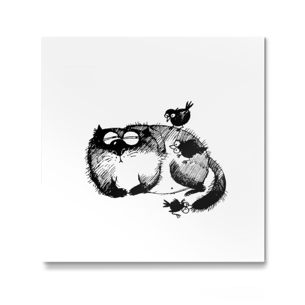 Galerie-Print "Lazy Cat & Birds 2" 30x30 cm artboxONE